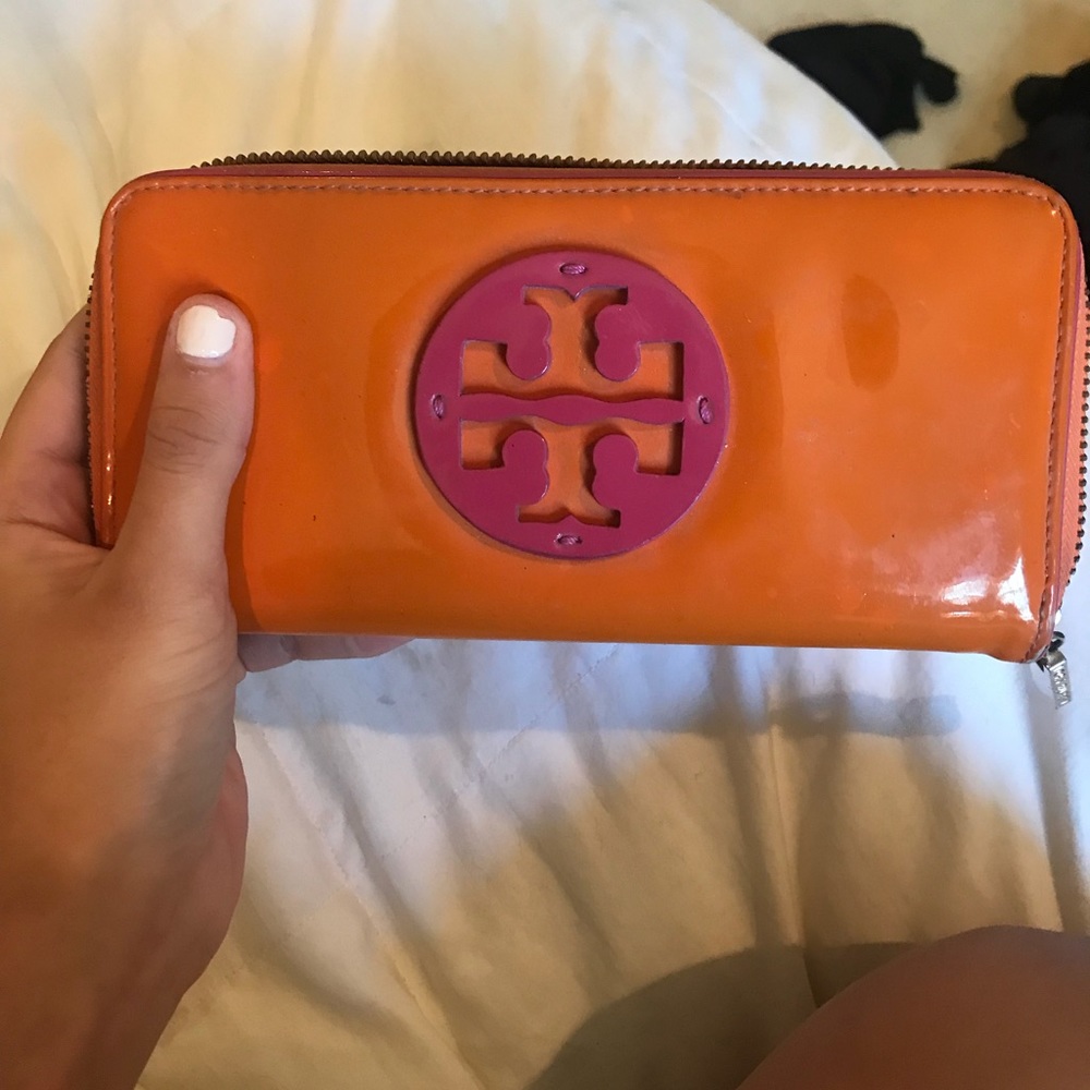 Tory Burch pink and orange wallet